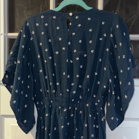 Faithfull the Brand Dark Teal Midi Dress with White Floral Pattern - Picture 5 of 7